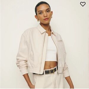 Reformation Kinsley Cream Bomber Jacket XS